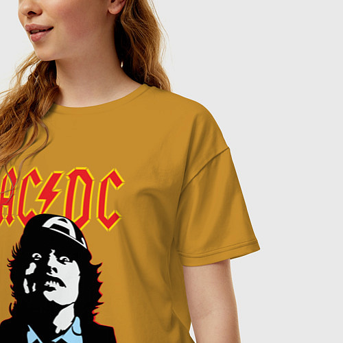 Женская футболка оверсайз AC/DC: Lock up your daughters / Горчичный – фото 3