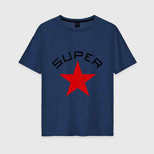 Женская футболка оверсайз Super Star / Тёмно-синий – фото 1