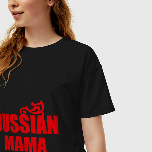 Женская футболка оверсайз Russian мама / Черный – фото 3