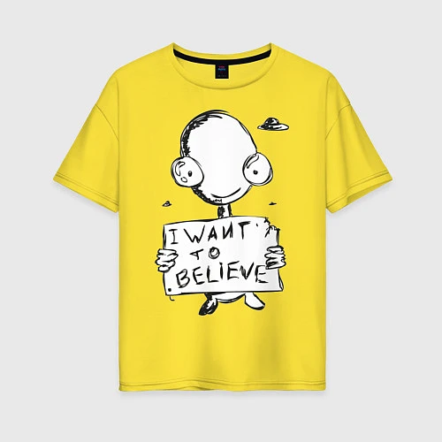 Женская футболка оверсайз I want to believe / Желтый – фото 1