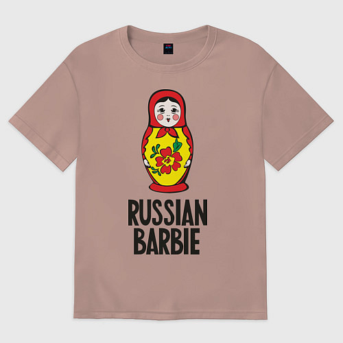 Женская футболка оверсайз Russian Barbie / Пыльно-розовый – фото 1