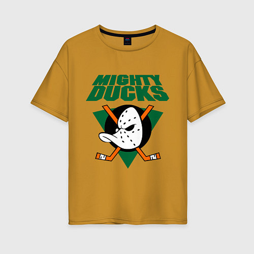Женская футболка оверсайз Anaheim Mighty Ducks / Горчичный – фото 1
