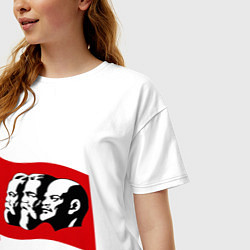 Футболка оверсайз женская Маркс, Энгельс, Ленин, цвет: белый — фото 2