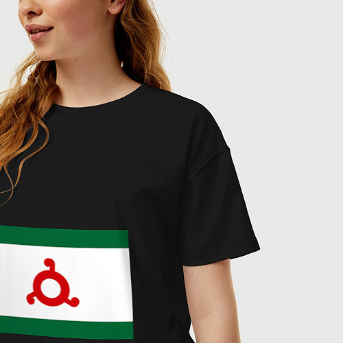 Женская футболка оверсайз Ингушетия: флаг / Черный – фото 3
