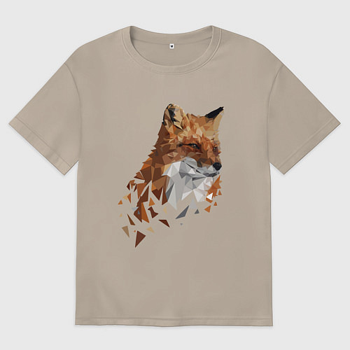 Женская футболка оверсайз Полигональный лис / Миндальный – фото 1