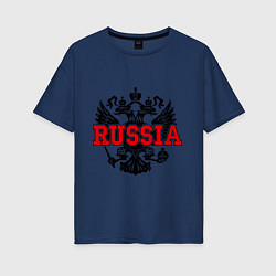 Футболка оверсайз женская Russia Coat, цвет: тёмно-синий