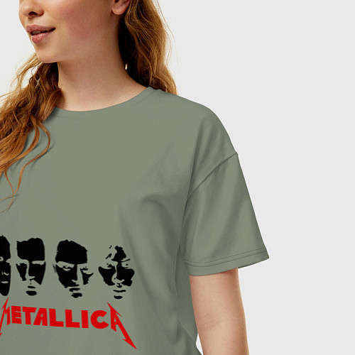 Женская футболка оверсайз Metallica (Лица) / Авокадо – фото 3