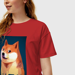 Футболка оверсайз женская Wow Doge, цвет: красный — фото 2