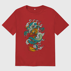 Футболка оверсайз женская Дракон, цвет: красный