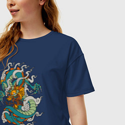 Футболка оверсайз женская Дракон, цвет: тёмно-синий — фото 2