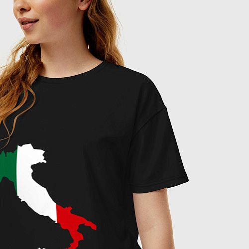 Женская футболка оверсайз Италия (Italy) / Черный – фото 3