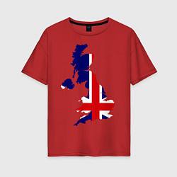 Футболка оверсайз женская Великобритания (Great Britain), цвет: красный