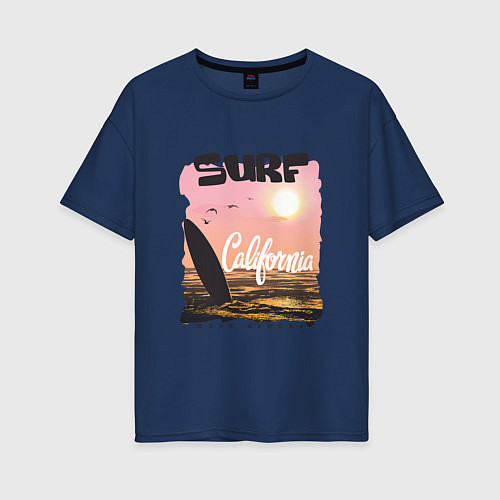 Женская футболка оверсайз Surf California / Тёмно-синий – фото 1