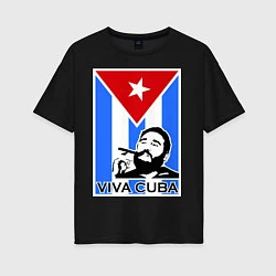 Футболка оверсайз женская Fidel: Viva, Cuba!, цвет: черный