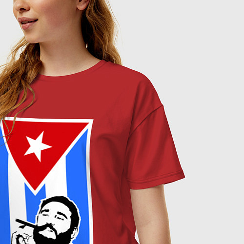 Женская футболка оверсайз Fidel: Viva, Cuba! / Красный – фото 3