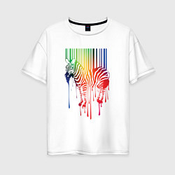 Футболка оверсайз женская Color zebra, цвет: белый