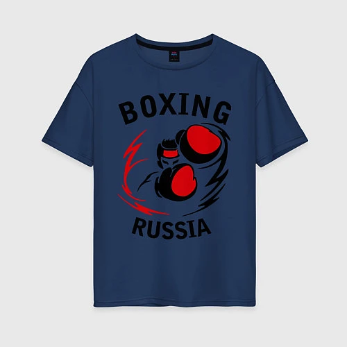 Женская футболка оверсайз Boxing Russia Forever / Тёмно-синий – фото 1