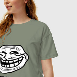 Футболка оверсайз женская Trollface. Problem? Проблемы?, цвет: авокадо — фото 2