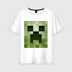 Футболка оверсайз женская Мinecraft creeper, цвет: белый