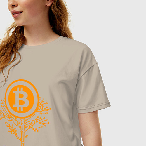 Женская футболка оверсайз Bitcoin Tree / Миндальный – фото 3