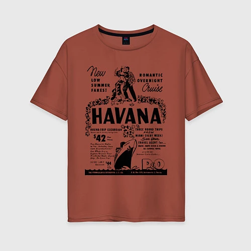 Женская футболка оверсайз Havana Cuba / Кирпичный – фото 1