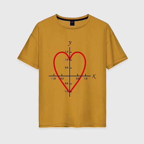Женская футболка оверсайз Формула любви математическая 2 / Горчичный – фото 1