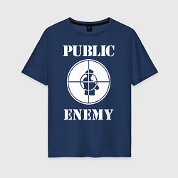 Футболка оверсайз женская Public Enemy, цвет: тёмно-синий