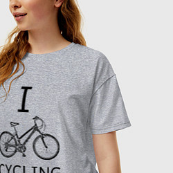 Футболка оверсайз женская I love cycling, цвет: меланж — фото 2