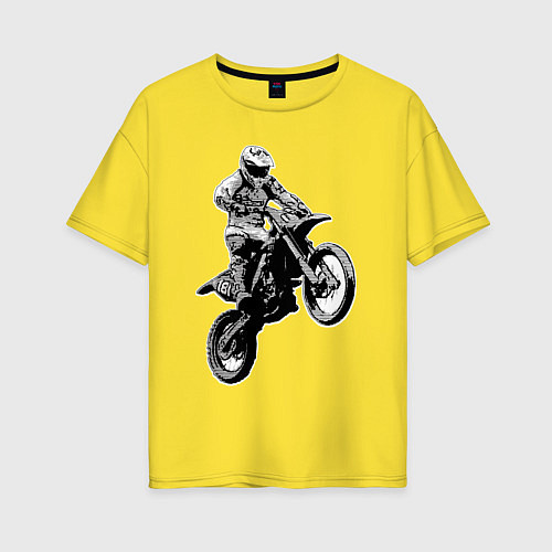 Женская футболка оверсайз Мотокросс / Желтый – фото 1