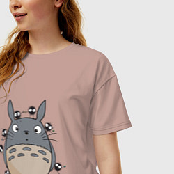 Футболка оверсайз женская Тоторо, цвет: пыльно-розовый — фото 2
