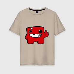 Футболка оверсайз женская Super Meat Boy, цвет: миндальный