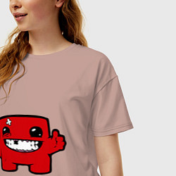 Футболка оверсайз женская Super Meat Boy, цвет: пыльно-розовый — фото 2