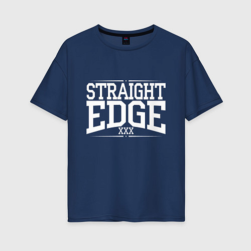 Женская футболка оверсайз Straight edge xxx / Тёмно-синий – фото 1