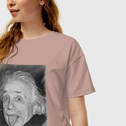 Футболка оверсайз женская Энштейн дурачится, цвет: пыльно-розовый — фото 2