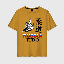 Футболка оверсайз женская Russia Judo, цвет: горчичный