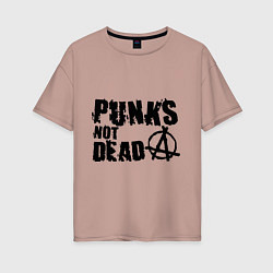 Футболка оверсайз женская Punks not dead, цвет: пыльно-розовый