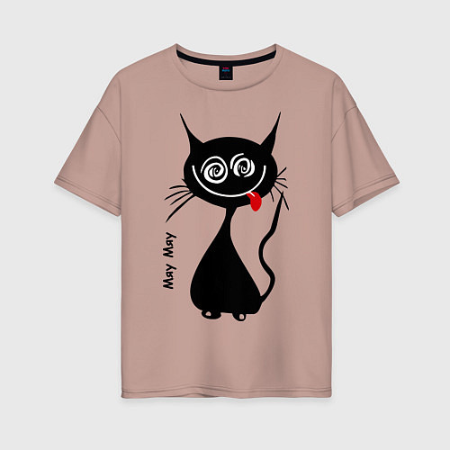 Женская футболка оверсайз Кошка Мяу / Пыльно-розовый – фото 1