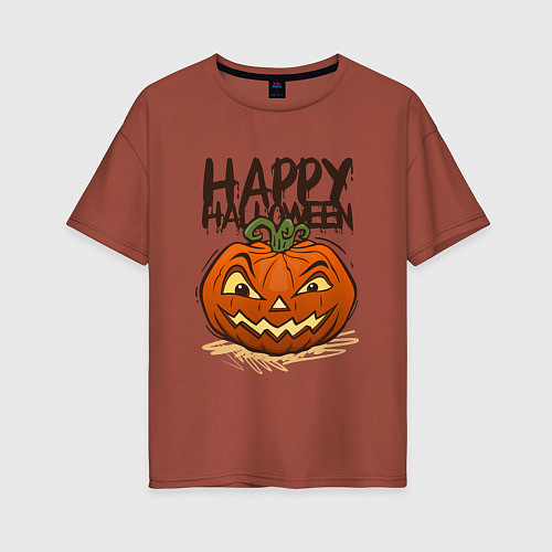 Женская футболка оверсайз Happy halloween / Кирпичный – фото 1