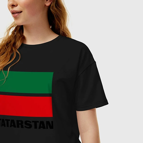 Женская футболка оверсайз Флаг Татарстана / Черный – фото 3