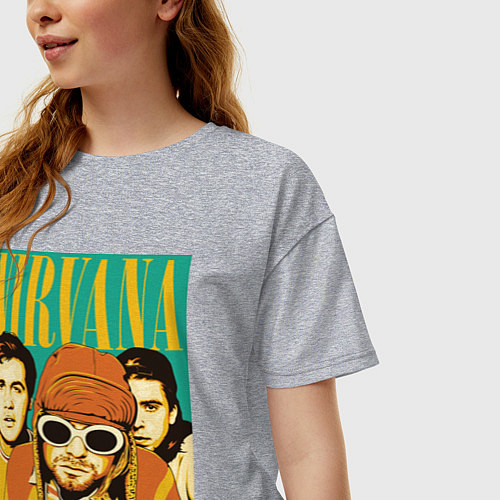 Женская футболка оверсайз Nirvana / Меланж – фото 3