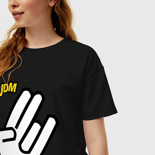 Женская футболка оверсайз JDM / Черный – фото 3