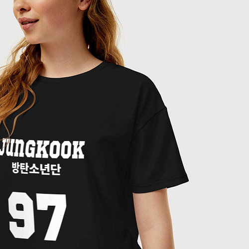 Женская футболка оверсайз Jungkook 97 / Черный – фото 3