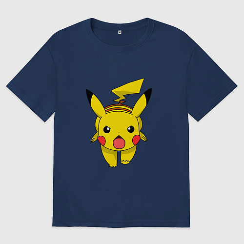 Женская футболка оверсайз Пикачу / Тёмно-синий – фото 1
