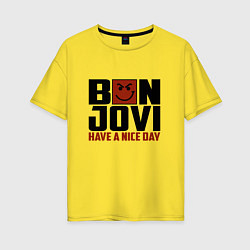 Футболка оверсайз женская Bon Jovi: Nice day, цвет: желтый