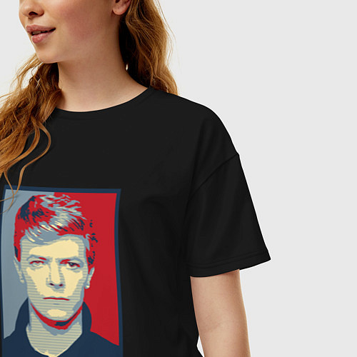 Женская футболка оверсайз Bowie Poster / Черный – фото 3