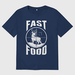 Футболка оверсайз женская FAST FOOD олень в прицеле, цвет: тёмно-синий