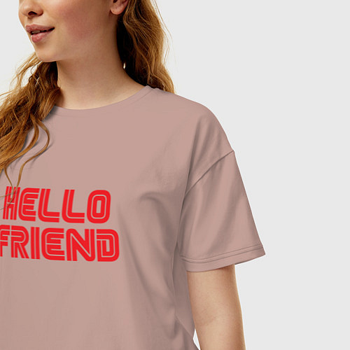Женская футболка оверсайз Hello Friend / Пыльно-розовый – фото 3