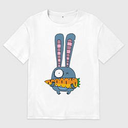 Футболка оверсайз женская Заяц с морковкой, цвет: белый