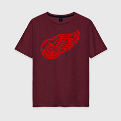 Футболка оверсайз женская Detroit Red Wings: Pavel Datsyuk, цвет: меланж-бордовый