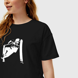 Футболка оверсайз женская Street Workout - выход силой белый, цвет: черный — фото 2